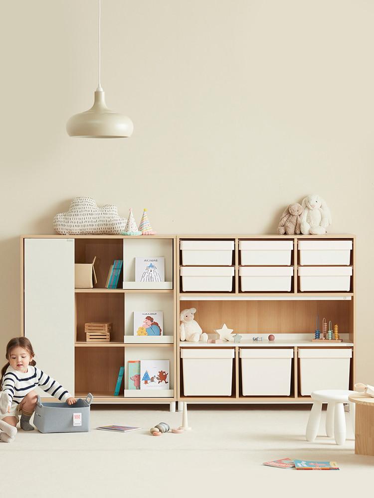 [세이지폴 스튜디오] 슬라이딩 전면책장 + 라이팅 테이블 수납장 SET