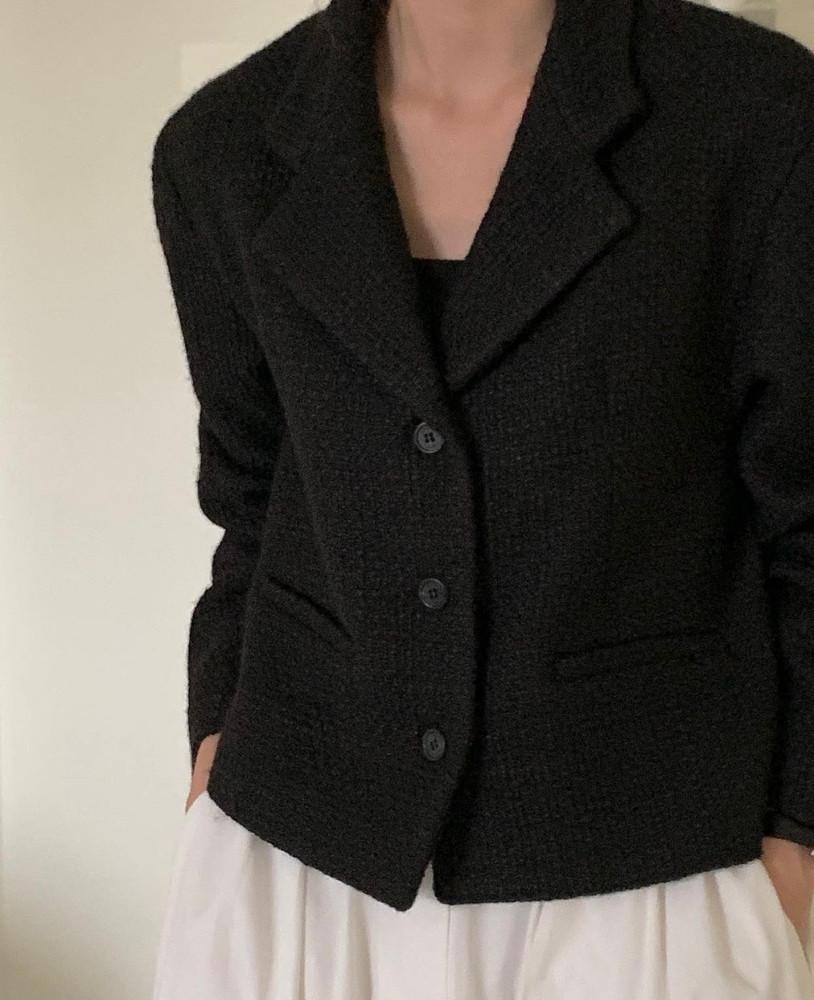 feb11 페브러리 아르 자켓 울 긴팔 카라 트위드 숏 jk (2col)