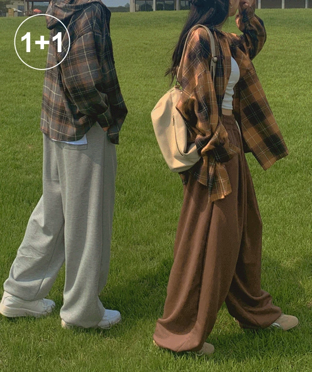 [1+1][남녀공용] 캠퍼 벌룬 와이드 스트링 트레이닝 팬츠