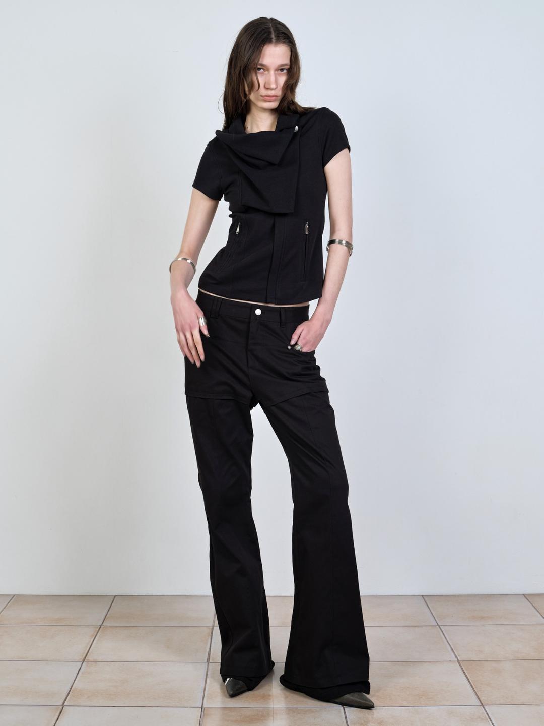 2-WAY SLIM COTTON RIDER JACKET BLACK