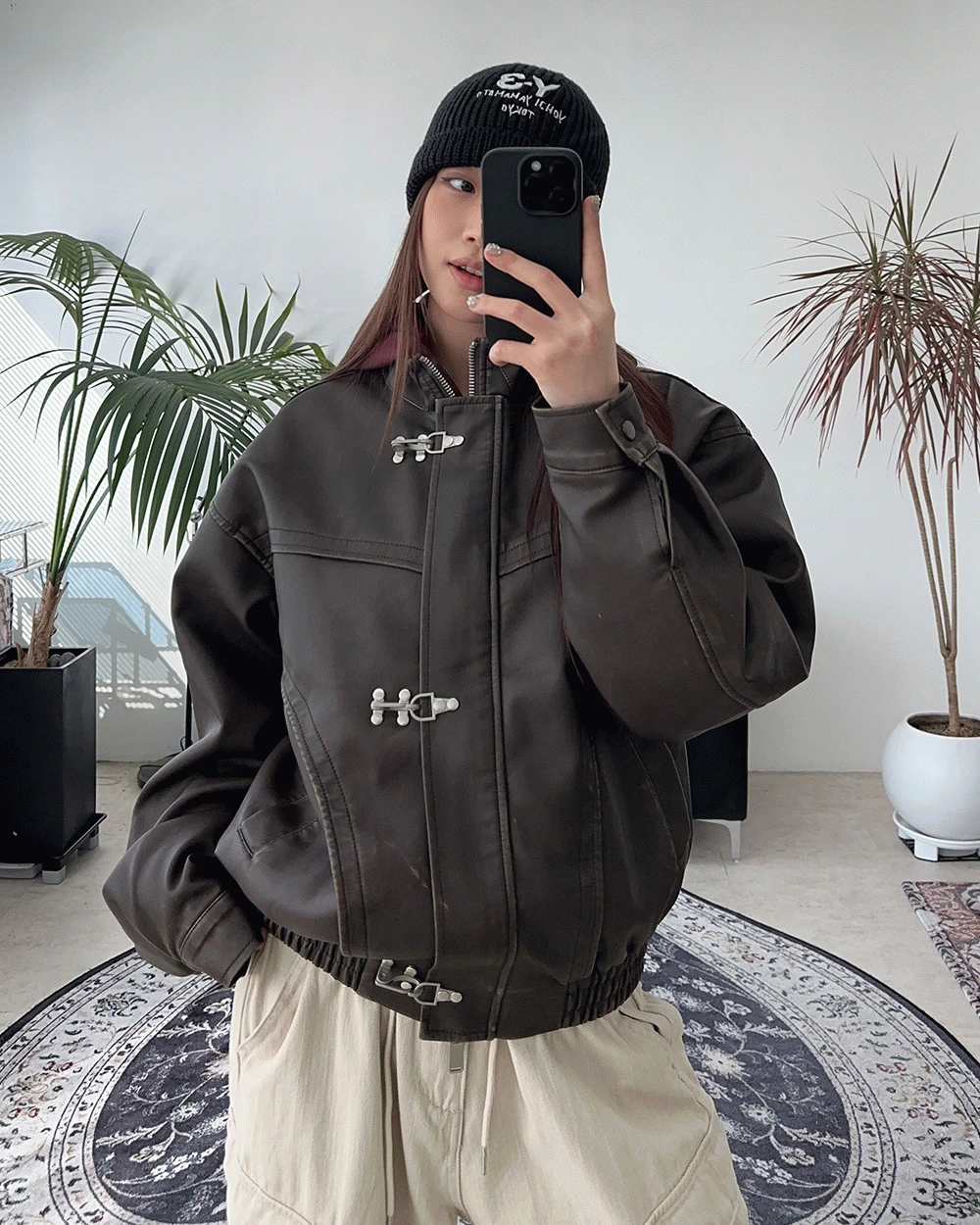 토니드 후크 워싱 레더점퍼