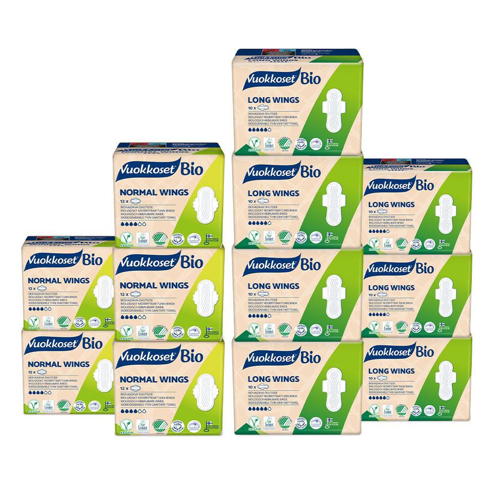 뷰코셋생리대 12팩 혼합 SET 노말윙5+롱윙7 유기농생리대 순면 비건 천연