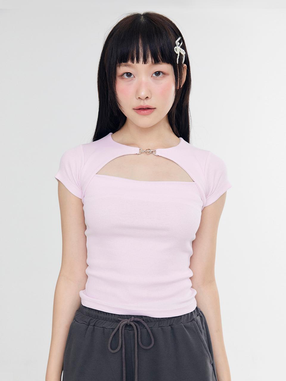 하트 버클 티셔츠 - 핑크 (HEART BUCKLE T-SHIRT - PINK)