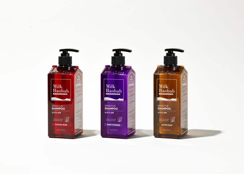 밀크바오밥 센서티브 샴푸 500ml/ 다마스크로즈 / 베이비파우더 / 화이트솝