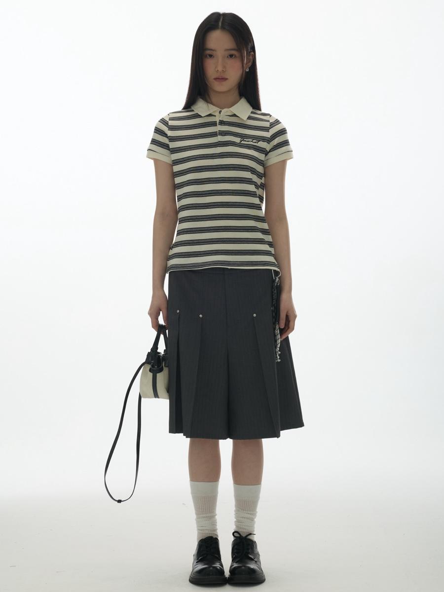 [PRE-ORDER 10% SLAE] YaWhat Rivet Pleats Bermuda Pants