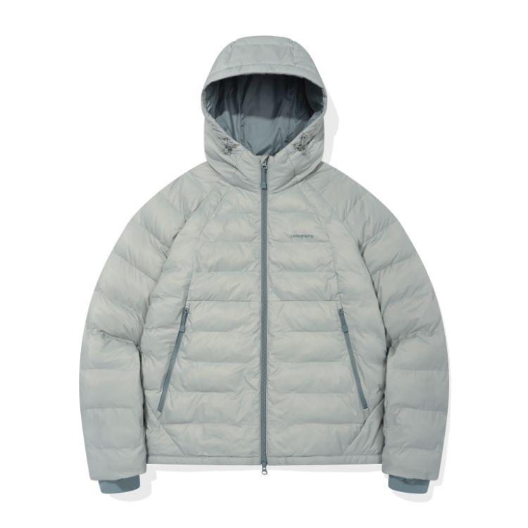 코드그라피 후드 경량 패딩 점퍼 메탈 그레이 CBEWUHH350MY