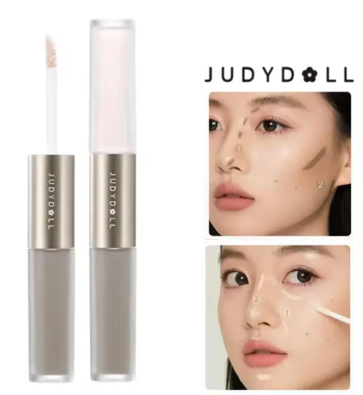 Judydoll 듀얼 헤드 하이라이터 컨투어링 리퀴드 매트 고광택 스틱 섀도우, 눈물샘 코 섀도우, 예쁜 메이크업