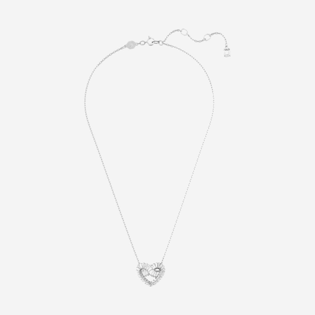 (W) Swarovski Matrix Heart Pendant White Rhodium Plated
