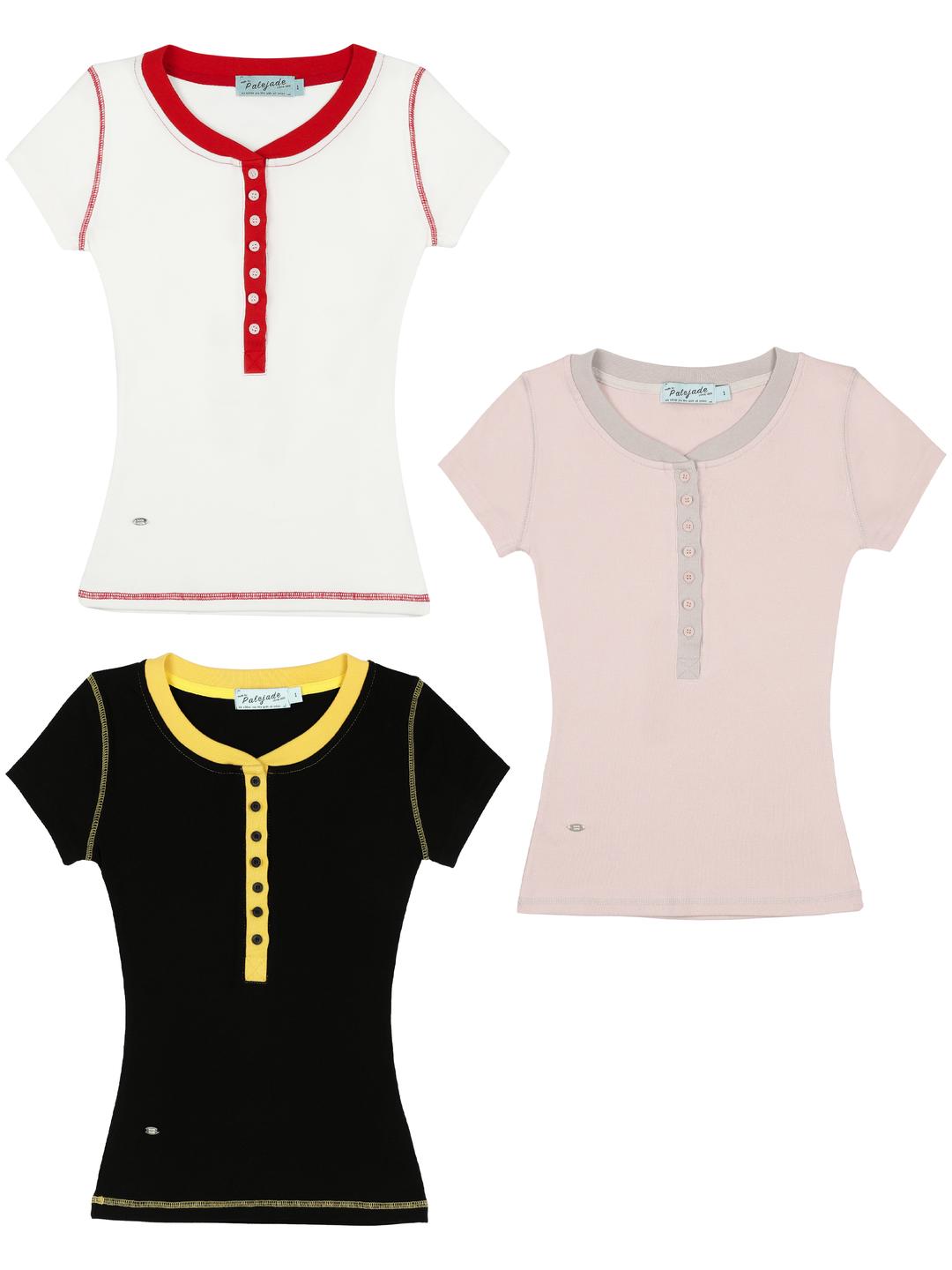Color Stitch Button T