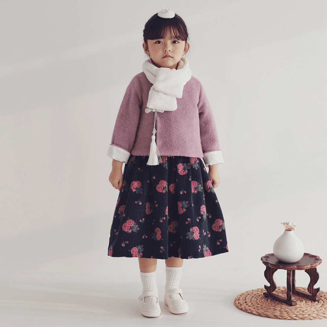 [발송예정12/30~][2차][소보루한복] 단아 퍼플 저고리 + 네이비 플라워 원피스