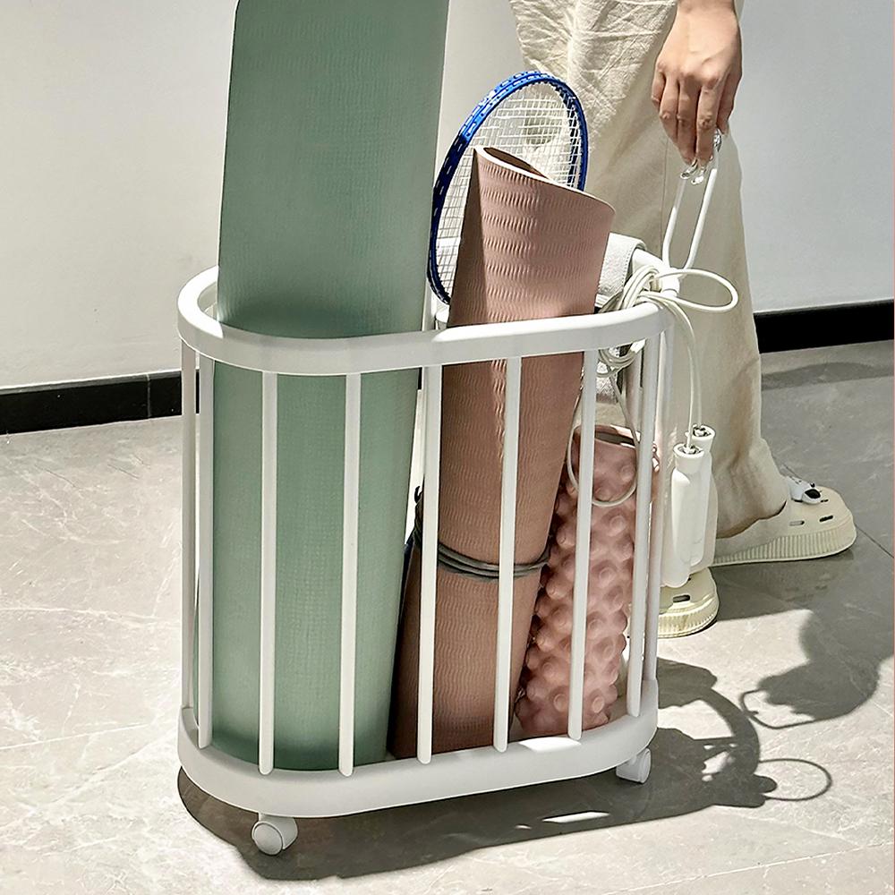 루시아이 [✨신상특가✨]이동식 토끼 핸들 운동기구 정리함 요가 매트 수납 이동식 헬스 기구 보관함 덤벨 빨래 바구니 바스켓 이사 집청소 인테리어소품 틈새 정리대 거치대 폼롤러