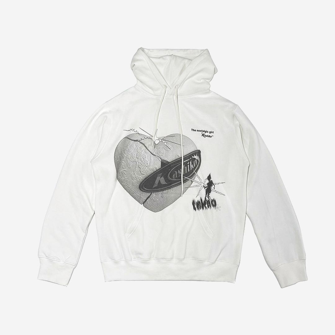 Kashiko Love Fluffy Hoodie White