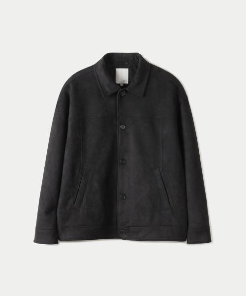 스웨이드 크롭 트러커 자켓 BLACK