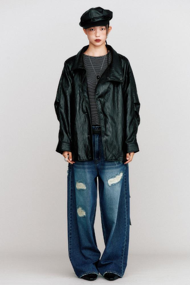 Pluto PU Leather Half Coat