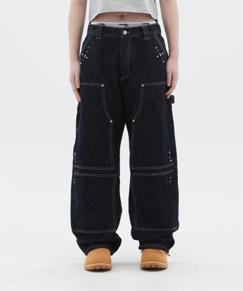Stud Detail Carpenter Denim Pants_Indigo