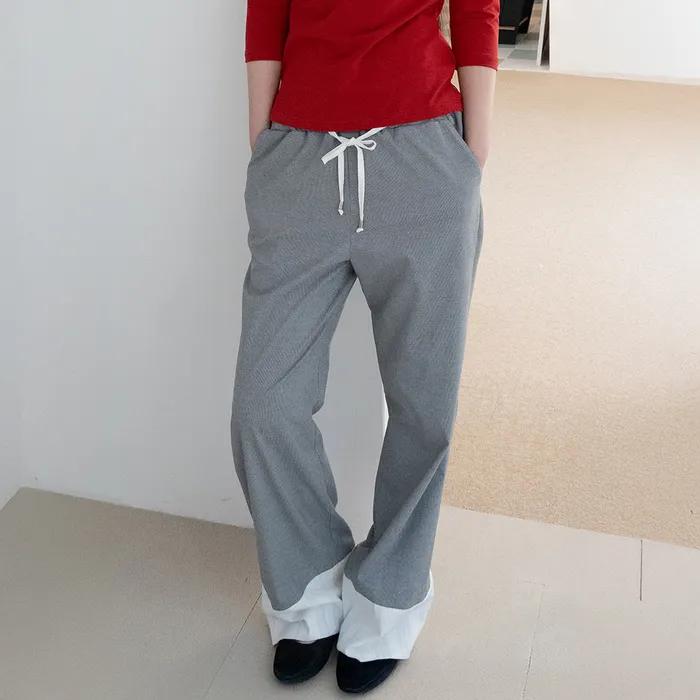 [2차] CHECK LACE PANTS (GREY)