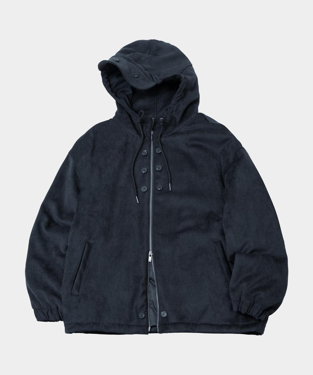 소프트 벨벳 에센셜 스트링 오버핏 캡 후드 집업 패딩 점퍼 [블루]