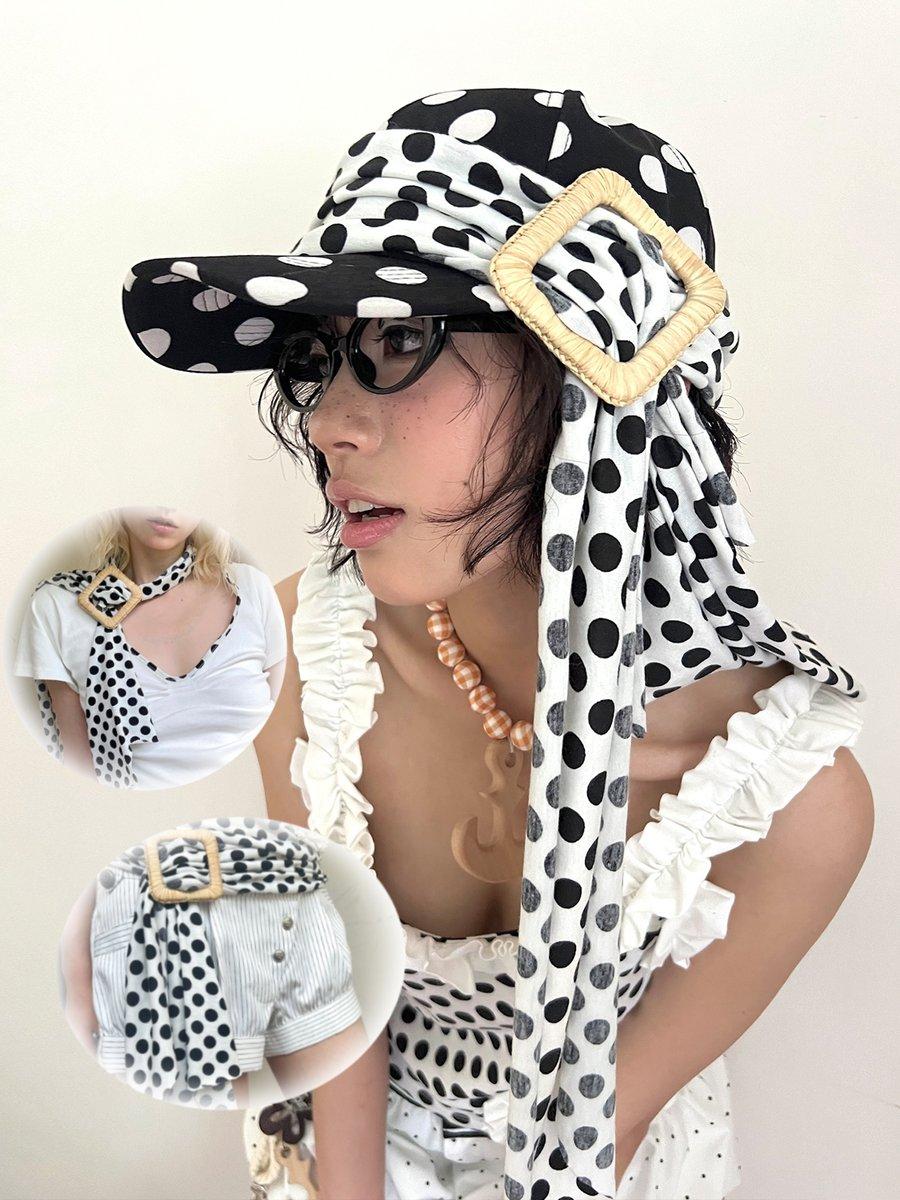 Polka dot headscarf / scarf / belt – multi-purpose use