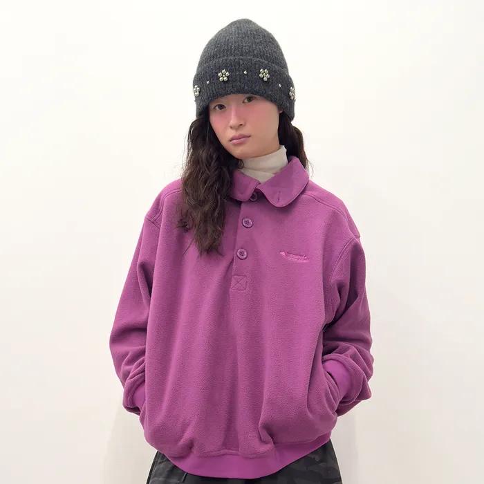 [4차] Buttoned Fleece Top [Pink]