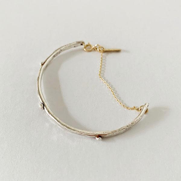 stud bracelet ( silver + 14k gold chain ver.)
