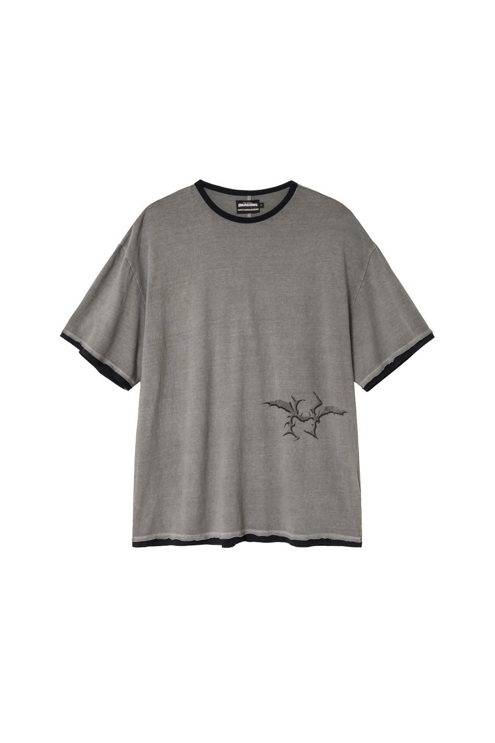 Dragon H Ringer Tee Over Dyed Grey