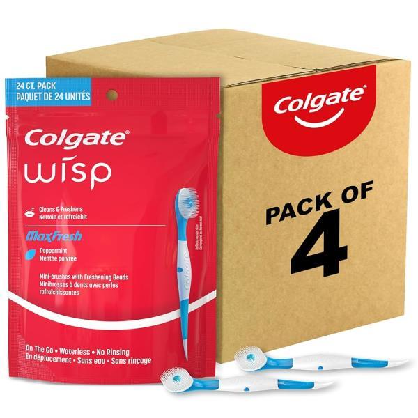 Colgate 맥스 프레시 일회용 미니 칫솔 페퍼민트 24개 4팩