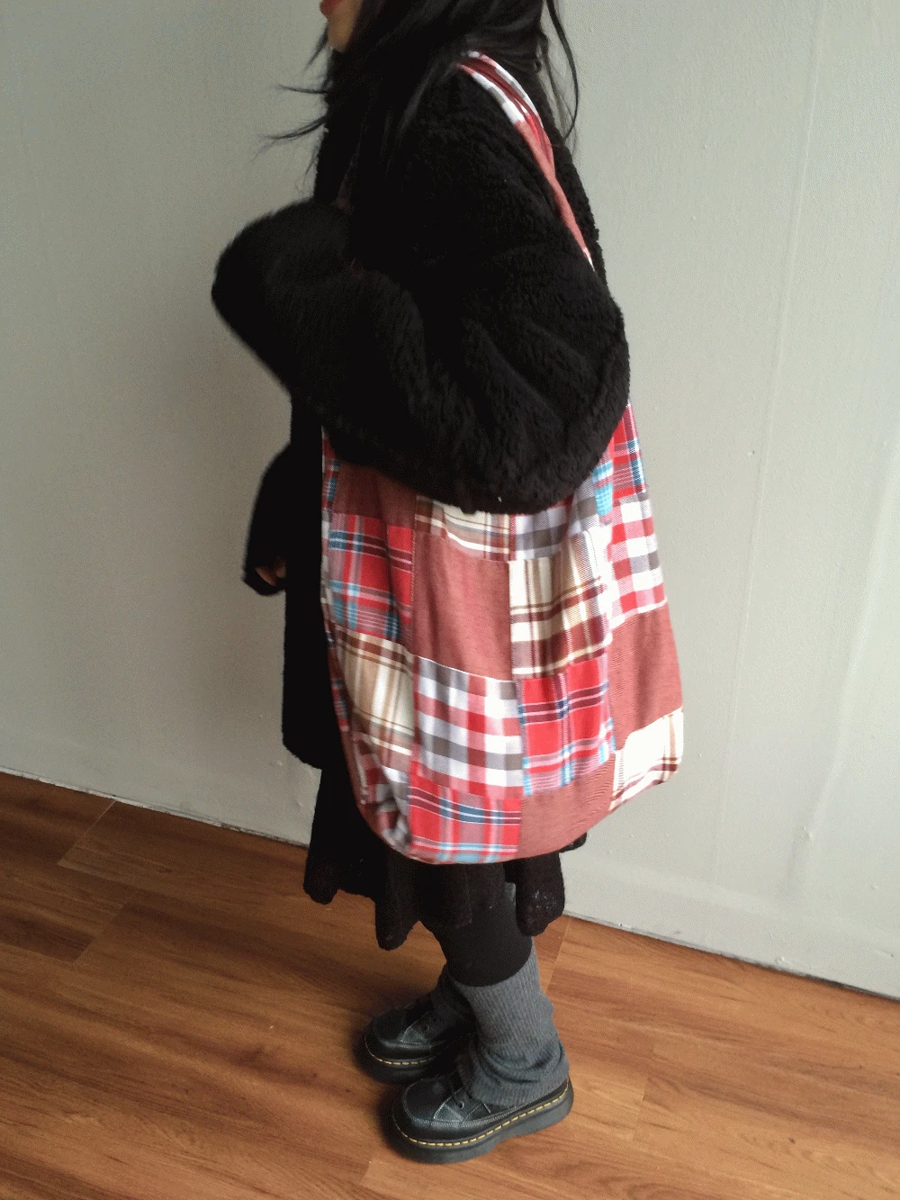 patchwork check bag 패치워크 체크 백