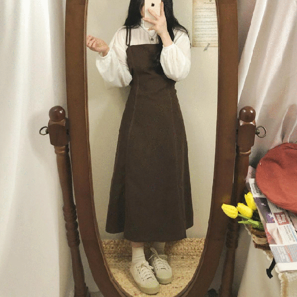 [재진행,핏보장,착한가격] 포니 스웨이드 끈원피스, 2color.