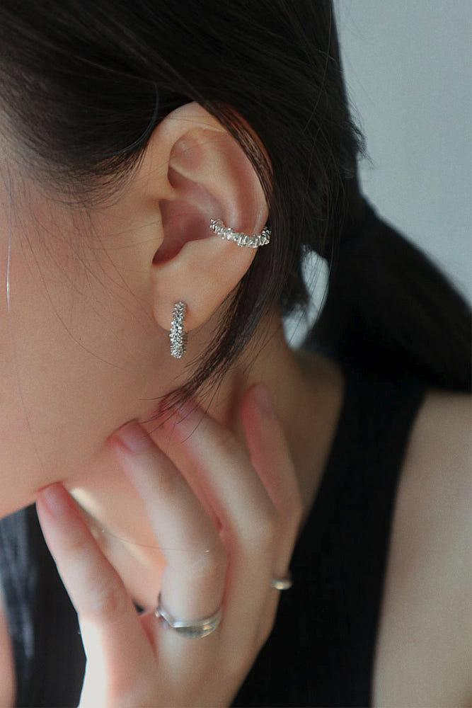 925silver 눈꽃 심플 데일리 원터치 귀걸이 (2 color) - 무드크로키