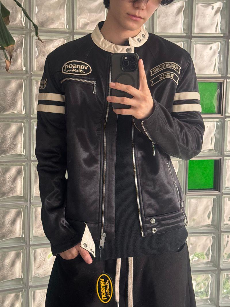 sleeve striped rider jacket