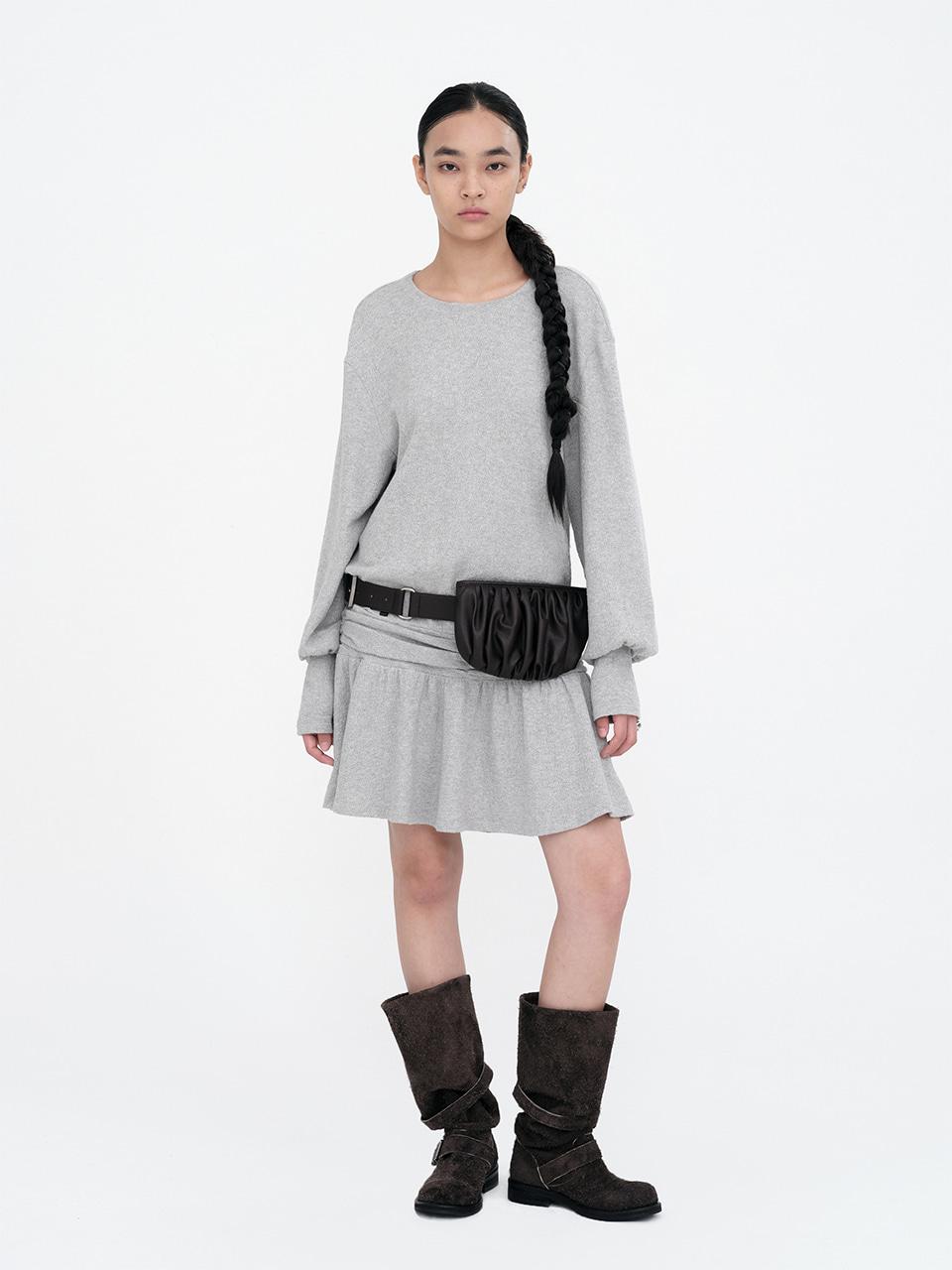 Back Open Mini Dress [Gray]