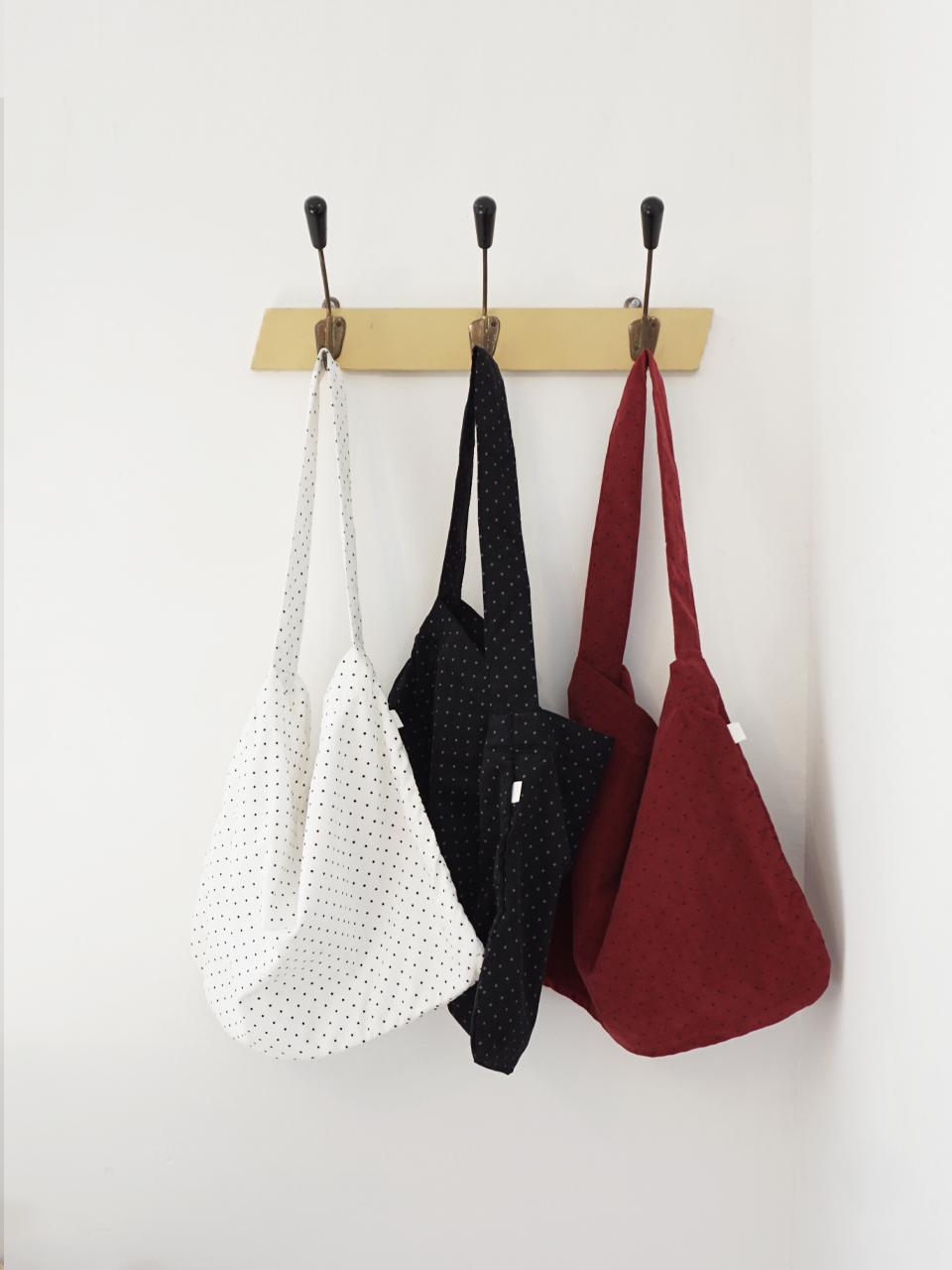 슬로피파이 도트백 땡땡이 코듀로이 가방 [화이트, 블랙, 버건디,베이지]