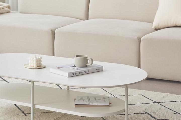 미떼 라운드형 레이어드 1200 소파 거실테이블 3colors