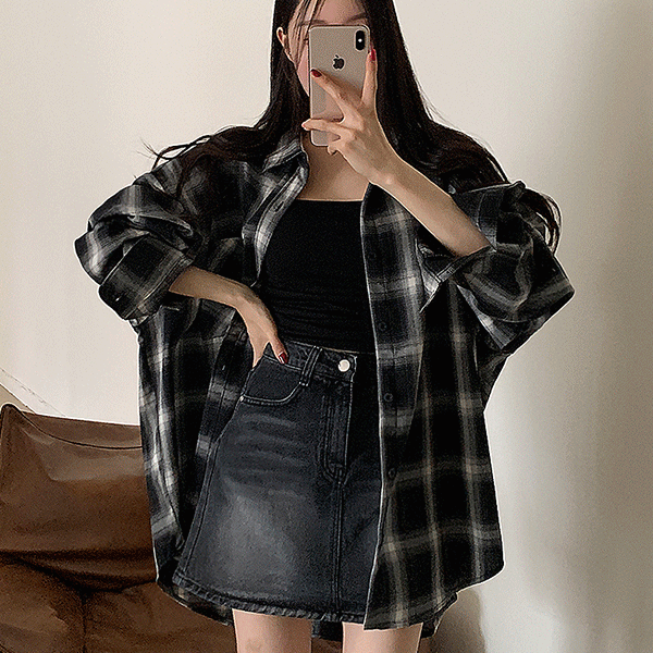 [남녀공용,오버핏,통통,빅사이즈,운영자강력추천!] 베이디 체크 박시핏 셔츠,남방 [무료배송]