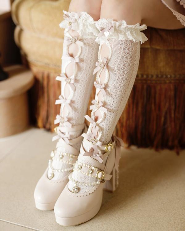 メニーリボンレースハイソックス