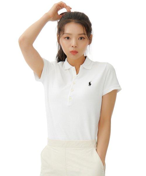 슬림핏 스트레치 폴로 셔츠 - 화이트