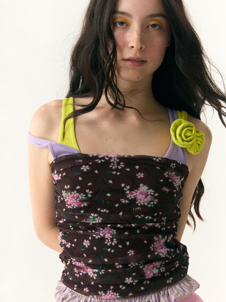 WII WIL Layered Bloom Mesh Top