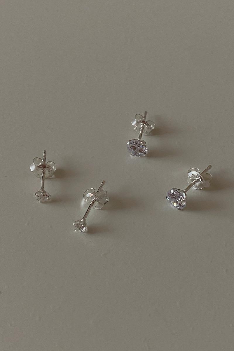 무드크로키 925silver 베이직 큐빅 귀걸이 (3mm, 4mm, 5mm)