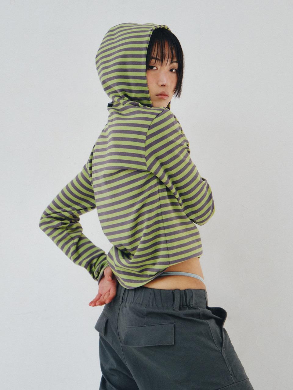 [PLZPROJECT]REGULAR STRIPE HOOD, GREEN