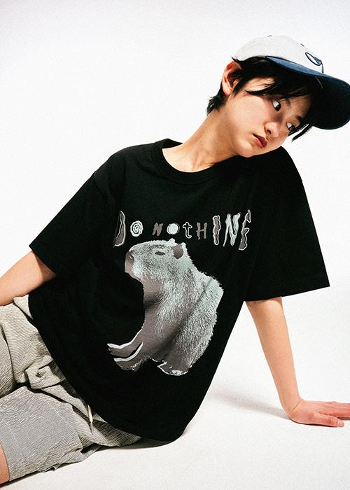 카피바라 반소매 티셔츠 / black