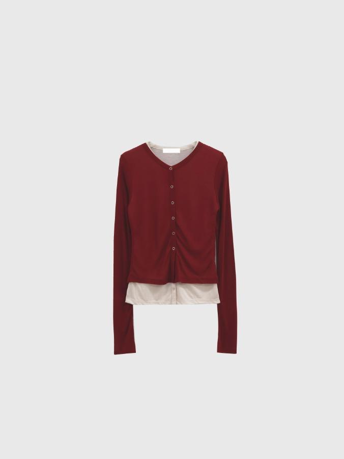 프롬뮤즈 tencel snap layered cardigan