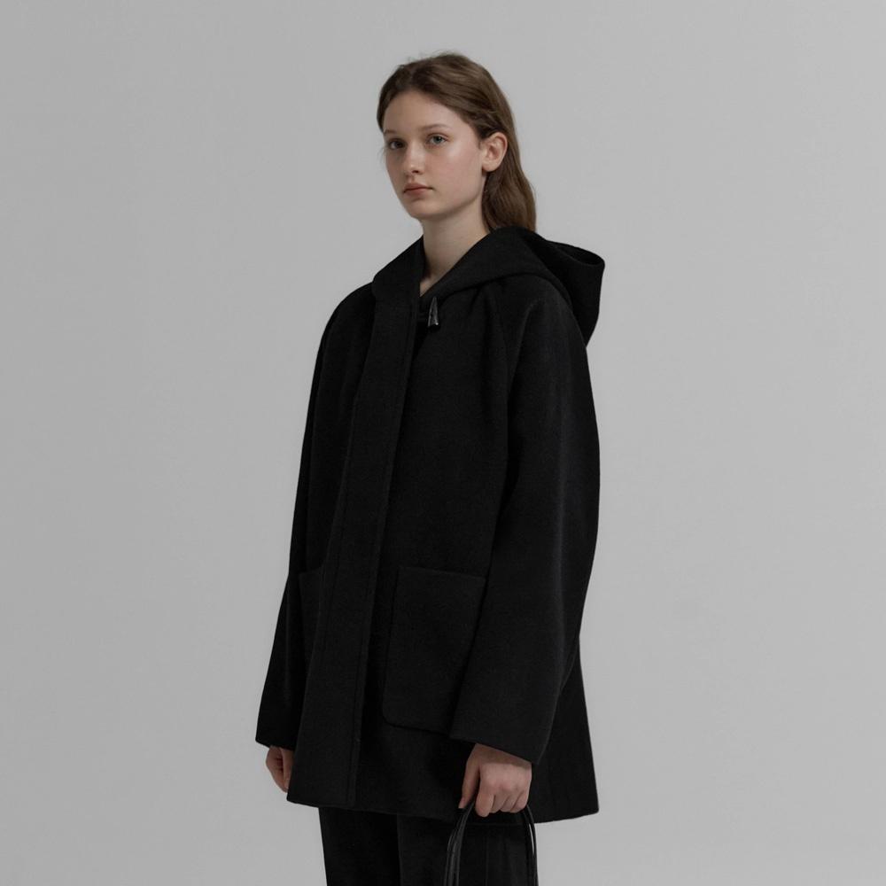 Claude Hooded half coat (Black)