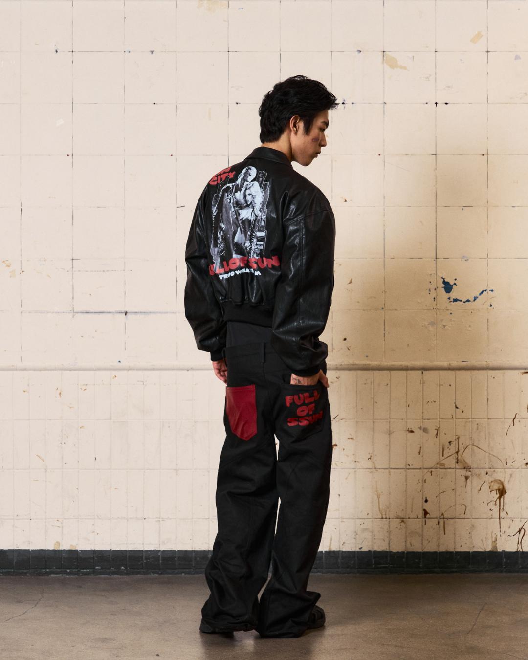 Sincity Graphic Leather Jacket (Black)