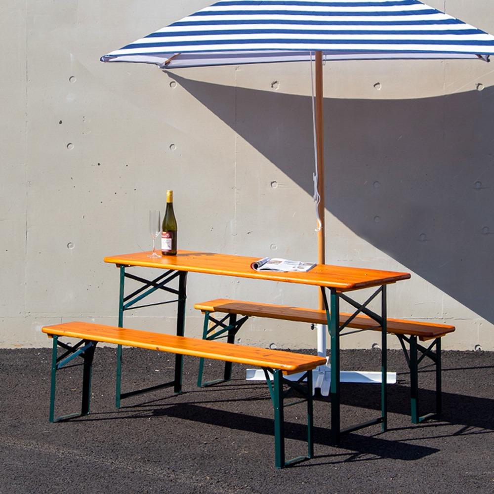 베르크 야외용 접이식 카페 테라스 원목 피크닉 야외테이블 세트