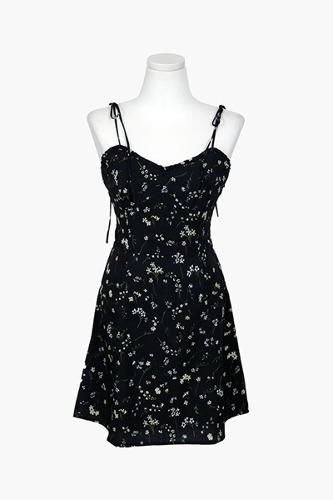 [S 당일배송] Roman floral print cami mini dress (S,M)