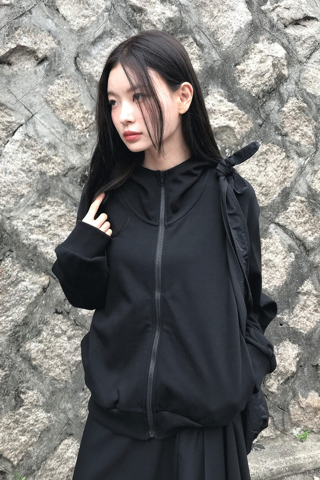 HIGHNECK CROP HOODIE ZIP-UP