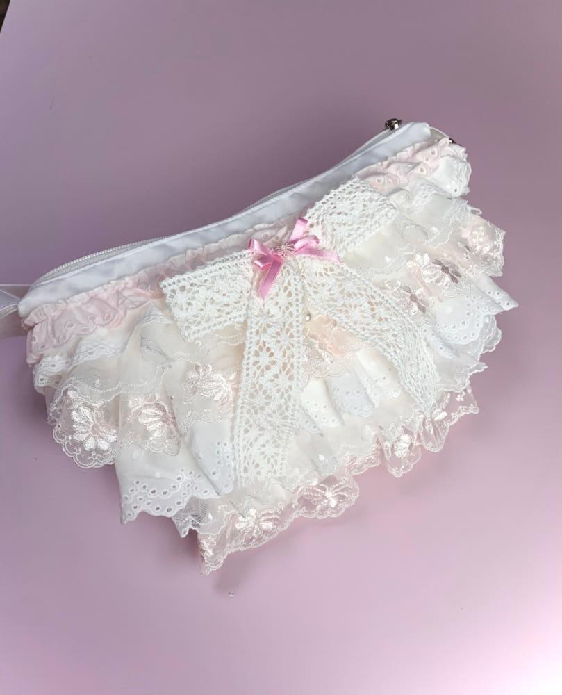 Lace ruffle bag(pale pink)