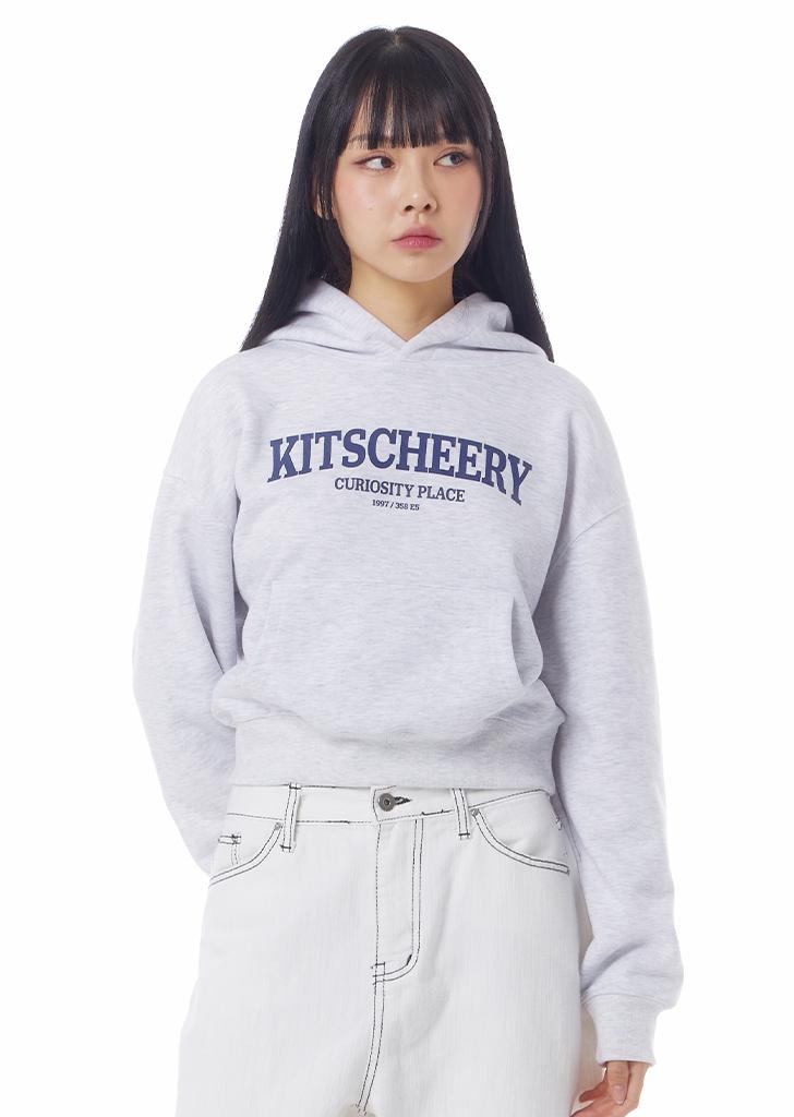 Kitscheery Logo Crop Hoodie (Melange)