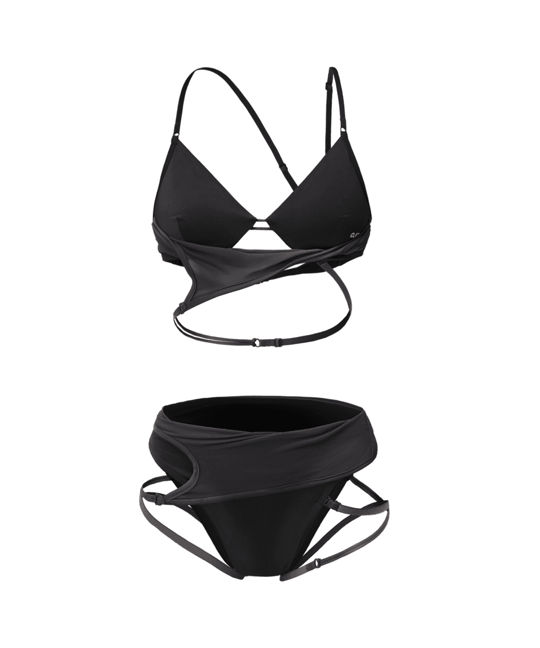 Layered Mesh Strap Bikini / Black