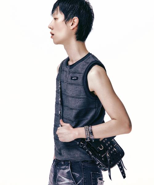 Lily Henley Neck Sleeveless_[Charcoal]